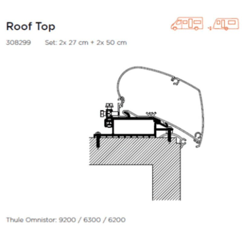 Thule Adapter Roof Top (set: 2x 27cm + 2x 50cm) Thule - UK Camping And Leisure