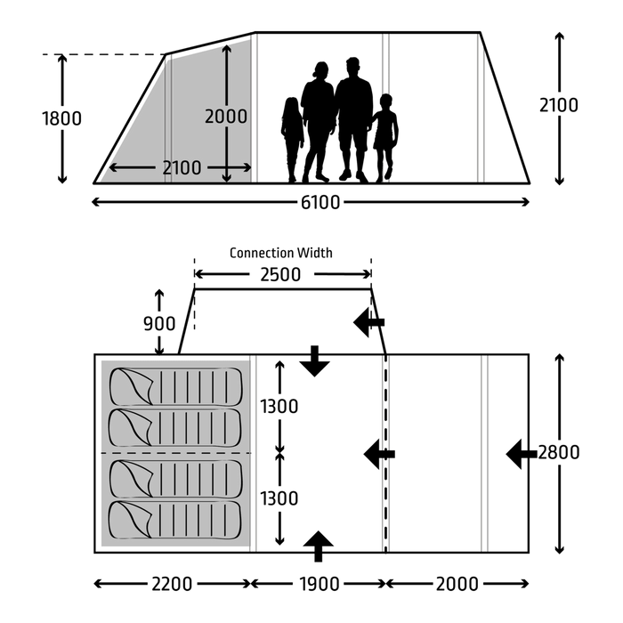 Kampa Touring AIR TC RH Inflatable Drive-away Awning 6.1m Depth Kampa - UK Camping And Leisure