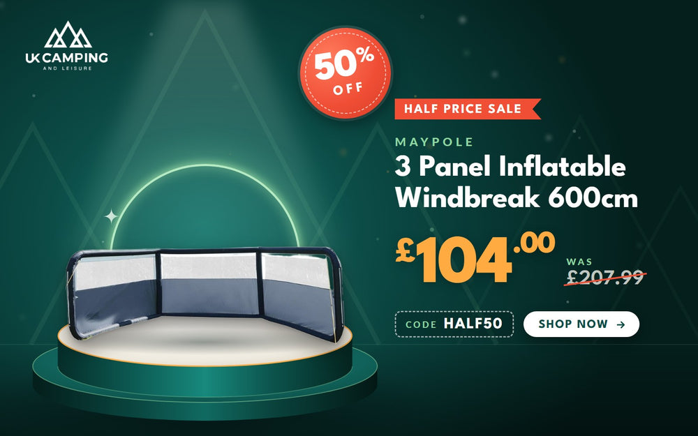 Maypole 3 Panel Inflatable Windbreak 600cm: 50% off, now £104.00, was £207.99, half price promo code HALF50 automatically applied
