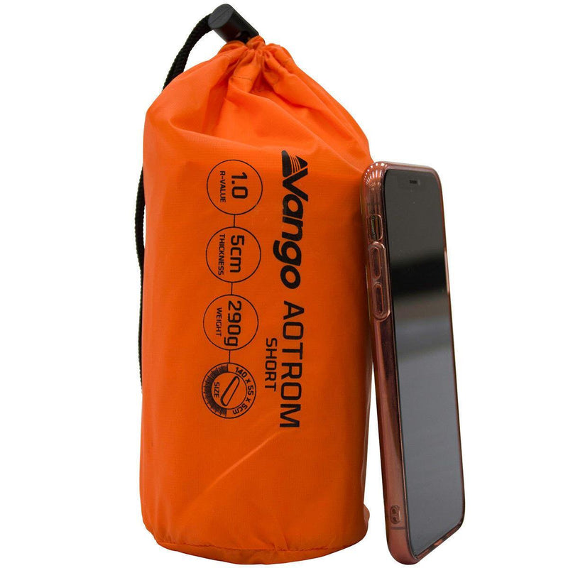 Vango Aotrom Short 5cm Sleeping Mat Orange Single Camping Backpacking Vango - UK Camping And Leisure