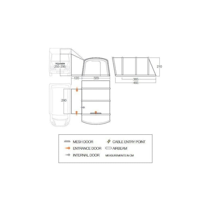 Vango Galli CC Air Tall Drive Away Awning Campervan Motorhome Inflatable Kador Vango - UK Camping And Leisure