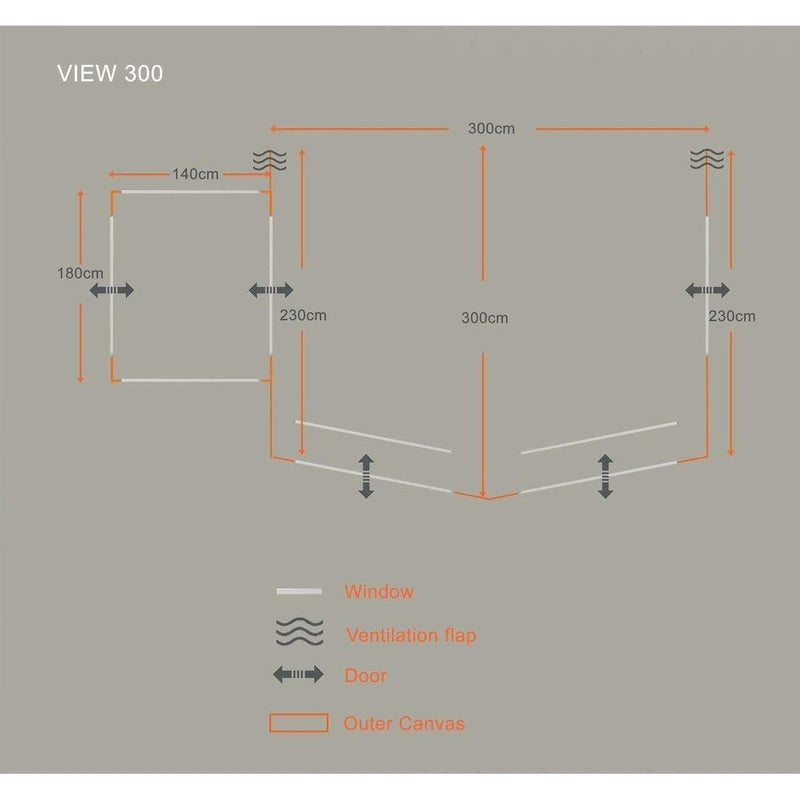 Olpro View Caravan Awning – 300 with Porch Olpro - UK Camping And Leisure