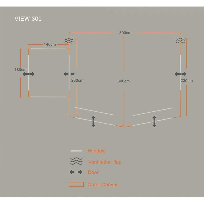 Olpro View Caravan Awning – 300 with Porch Olpro - UK Camping And Leisure