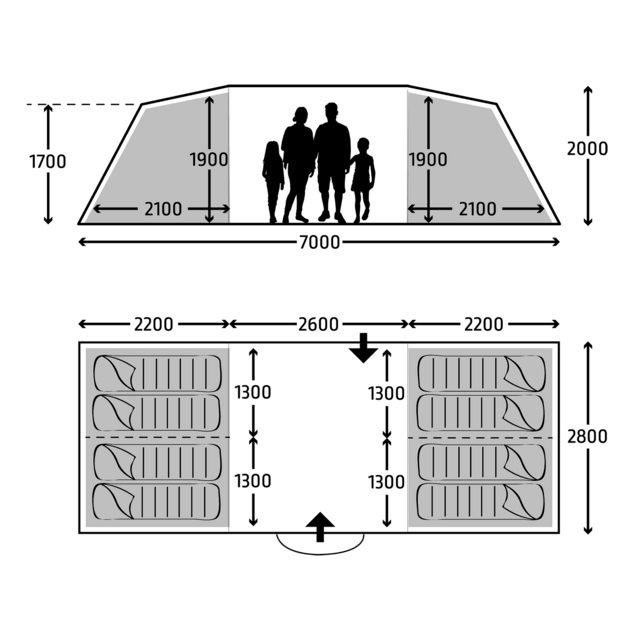 Kampa Watergate 8 Person Poled Camping Tent Kampa - UK Camping And Leisure