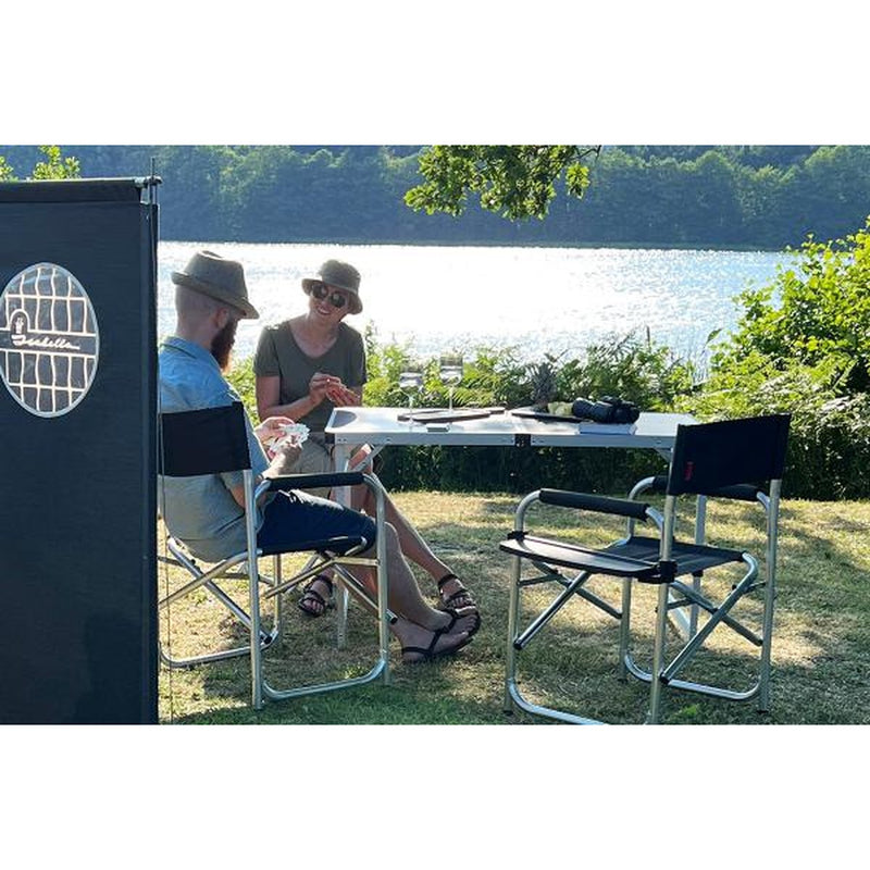Isabella Lightweight Dark Grey Aluminium Folding Directors Chair Side Table | camping chair, camping table