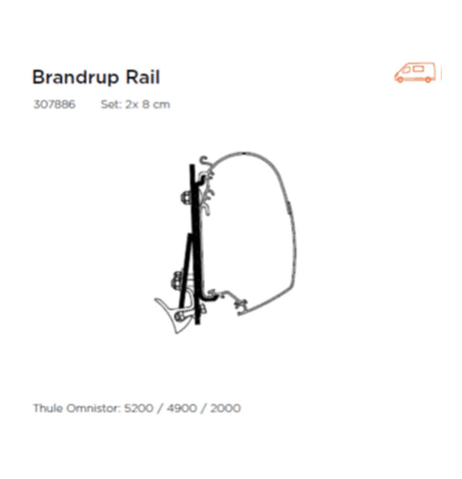 Thule Adapter T 4200 Omnistor Awnings VW T5/T6 Compact Van Brandrup Rail Adapter (2 pcs) Thule - UK Camping And Leisure