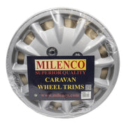 Milenco Silver Wheel Trims Hub Caps 337S 13" Bailey Type Caravan Pair Motorhome Milenco - UK Camping And Leisure