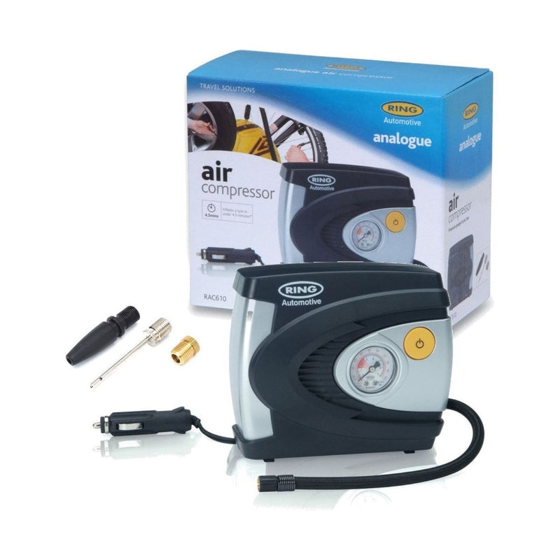 New Ring Rac610 12V Analogue Air Compressor Wheel Tyre Inflator Pump Psi & Bar New - UK Camping And Leisure