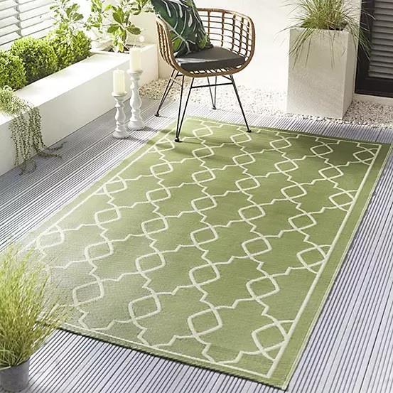 Outdoor Garden Rug Portable Reversible Mat for Decking Patio Vintage Cream/White 120 x 180 cm Plastic Straw - UK Camping And Leisure