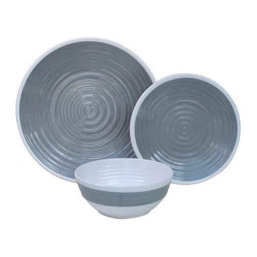 Outdoor Revolution Premium 12pc Melamine Plate and Bowl Set Pastel Grey - UK Camping And Leisure