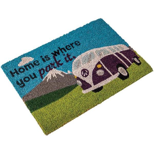 Quest Campervan Door Mat Home Is Where You Park It Outdoor Heavy Duty Coir for VW - UK Camping And Leisure
