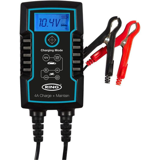 RSC804 Ring 4A Smart Battery Charger and Battery Maintainer LCD Display 6/12v - UK Camping And Leisure