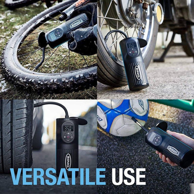 RTC2000 Ring Handheld Digital Tyre Inflator Air Compressor USB LED Cordless Ring Automotive - UK Camping And Leisure