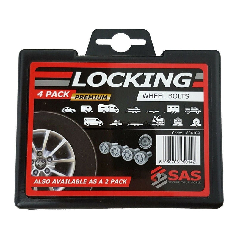 SAS Security 4 Locking Wheel Bolts M12 X 1.5 Caravan Trailer Car SAS - UK Camping And Leisure