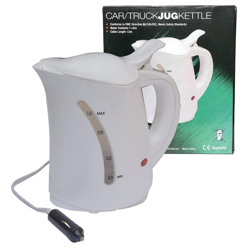 Summit 12v Electric Low Wattage Kettle Caravan Motorhome White 1 Litre - UK Camping And Leisure