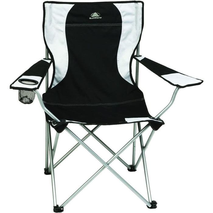Sunncamp Classic Folding Armchair Chair - Black/Grey for Camping Picnic Fishing - UK Camping And Leisure
