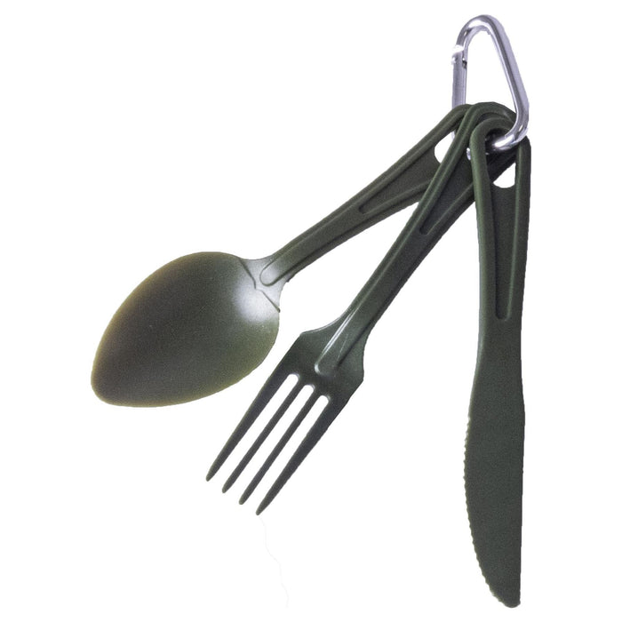 Sunncamp Polycarbonate Camping Knife Fork Spoon Cutlery Set for Camping Cadets with carabiner - UK Camping And Leisure