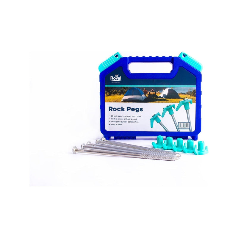 Tent Awning Rock Pegs x20 Carry Case Royal Leisure Hard Ground Pitching Camping Royal - UK Camping And Leisure