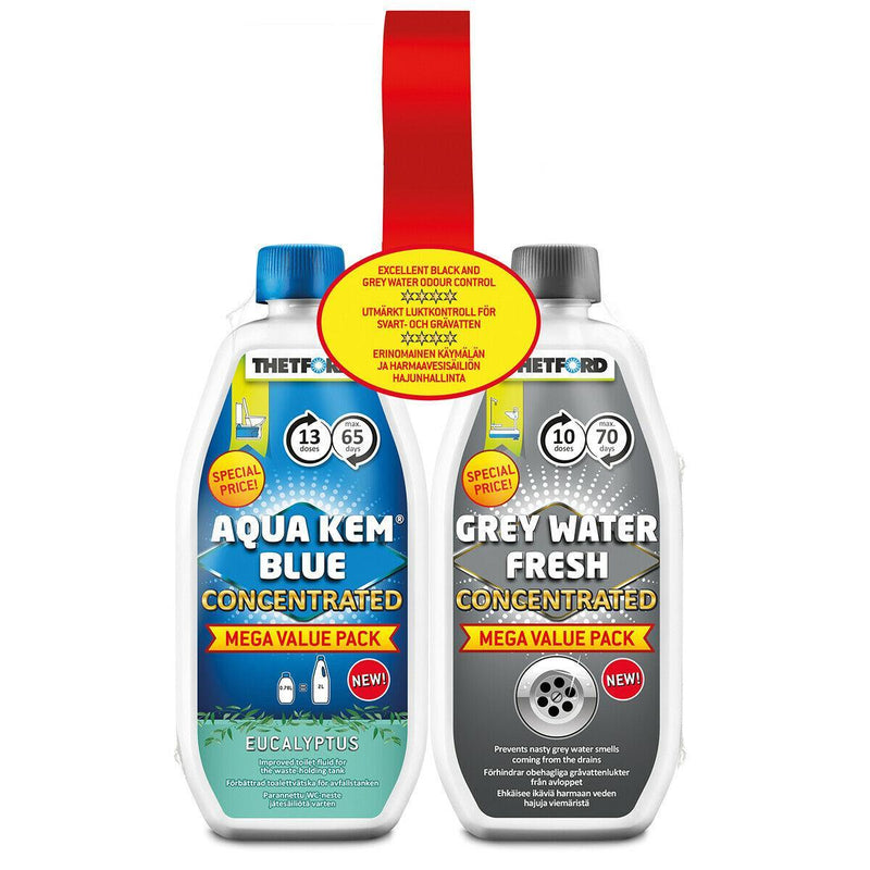 Thetford Aqua Kem Concentrated Blue Eucalyptus & Grey Water Tank Fresh Duo Pack Thetford - UK Camping And Leisure