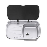 Thetford Spinflo Argent Left Hand Drainer & Sink & Glass Lid Spinflo - UK Camping And Leisure
