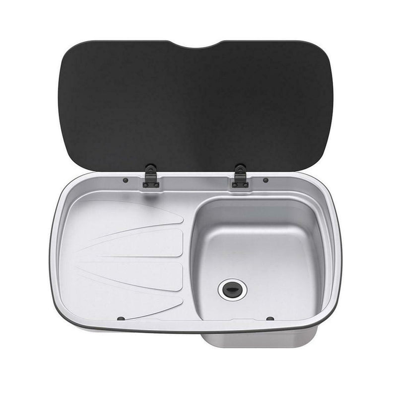 Thetford Spinflo Argent Left Hand Drainer & Sink & Glass Lid Spinflo - UK Camping And Leisure