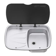 Thetford Spinflo Argent Left Hand Drainer & Sink & Glass Lid Spinflo - UK Camping And Leisure