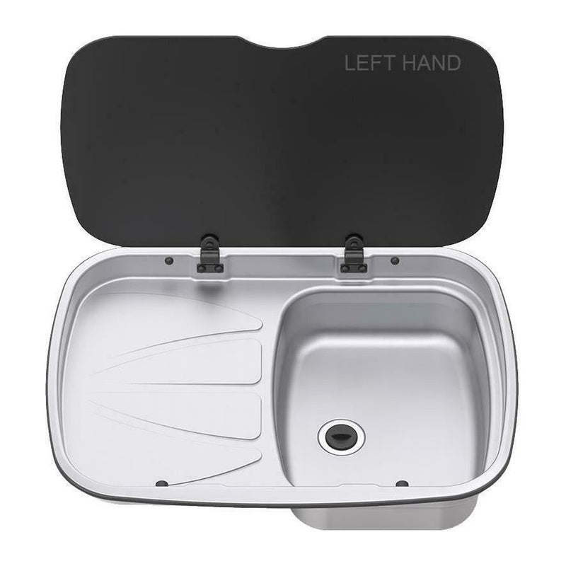 Thetford Spinflo Argent Left Hand Drainer & Sink & Glass Lid Spinflo - UK Camping And Leisure