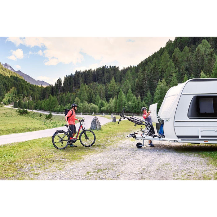Thule Caravan Superb Standard 2-bike a-frame caravan bike rack anodised gray - UK Camping And Leisure