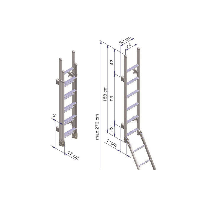 Thule Ladder Deluxe foldable double ladder 11 steps anodised gray Thule - UK Camping And Leisure