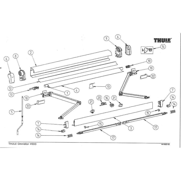 Thule Omnistor Caravan/Motorhome Awning LH & RH Leadrail End Plates To Fit 4900 - UK Camping And Leisure