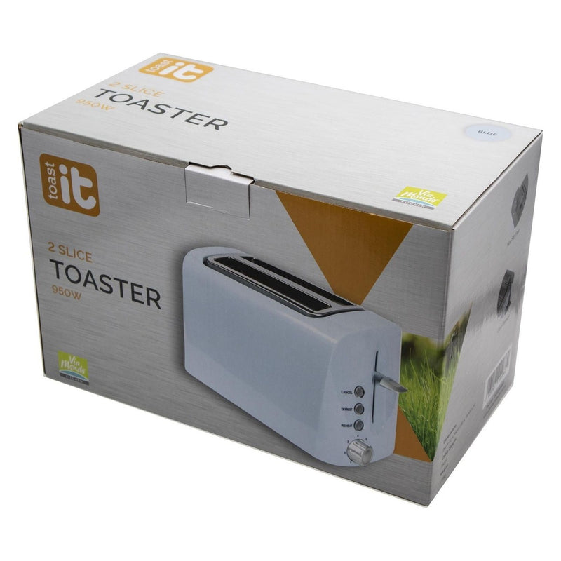 Toast It Blue 240V / 950W Low Wattage Toaster Via Mondo - UK Camping And Leisure