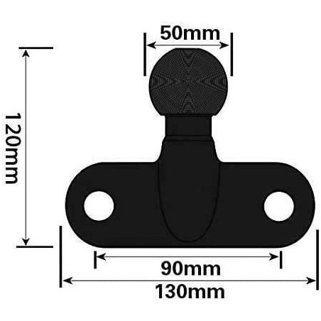 Towball Black Standard 50mm Heavy Duty E Approved Hitch Head Tow 90mm Fixings - UK Camping And Leisure
