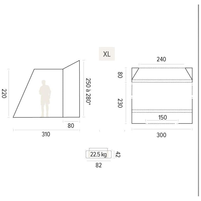 Trigano Bali XL Inflatable Motorhome Driveaway Air Awning 2.5m to 2.8m TRIGANO - UK Camping And Leisure