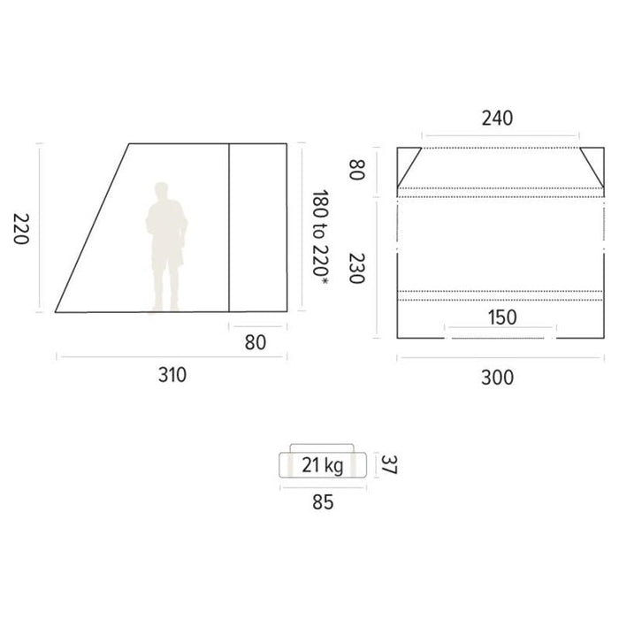 Trigano Hawall S Inflatable Campervan Driveaway Air Awning 1.8m TRIGANO - UK Camping And Leisure