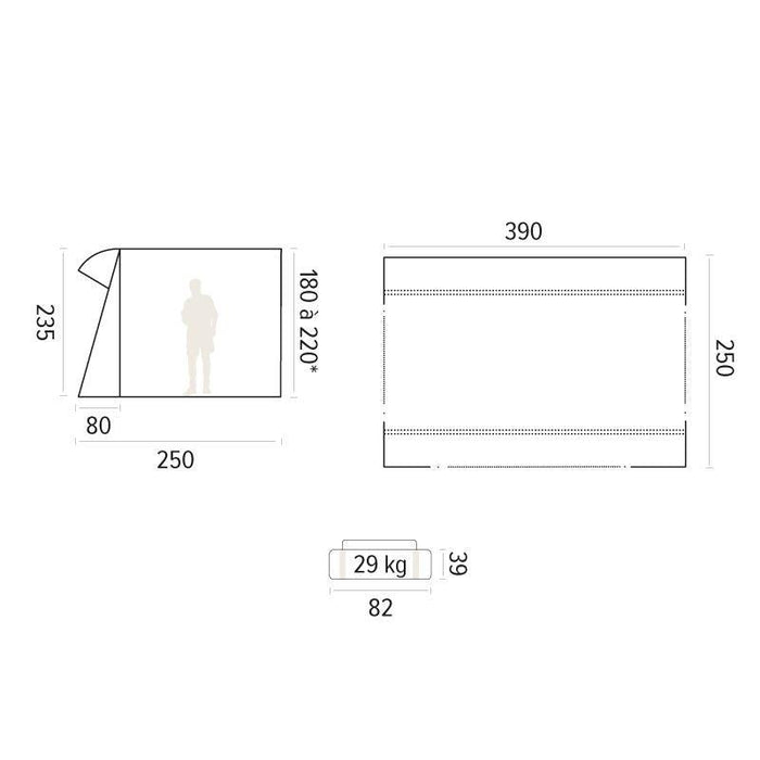 TRIGANO Indiana Inflatable Air Awning for Lowered Caravan 2.5m Depth - UK Camping And Leisure