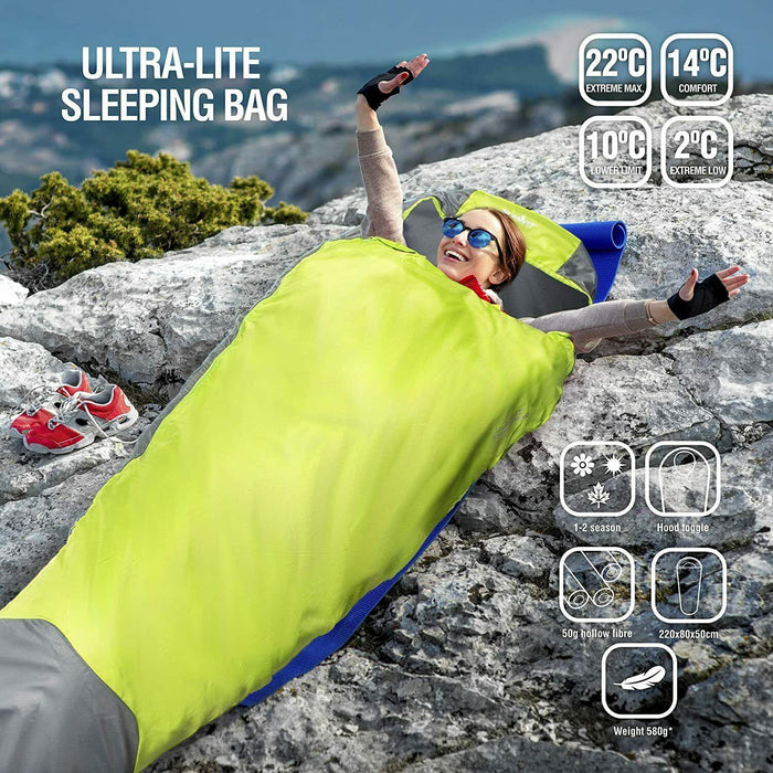 Ultra Lite Sleeping Bag 600g 1-2 Season - UK Camping And Leisure