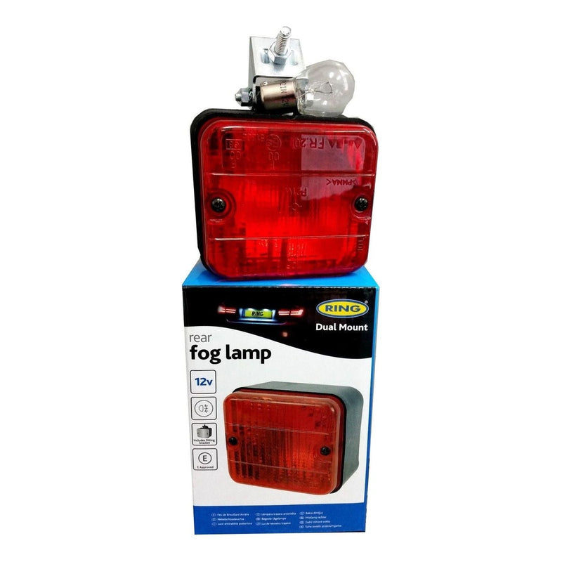 Universal 12v Car/Van/Trailer Approved Square Rear Red Fog Light/Lamp Easy Fit Ring Automotive - UK Camping And Leisure