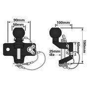Universal Pin Ball Jaw Coupling 50mm Towball 3500kg 3.5 Tonne Rated, EC Approved Maypole - UK Camping And Leisure