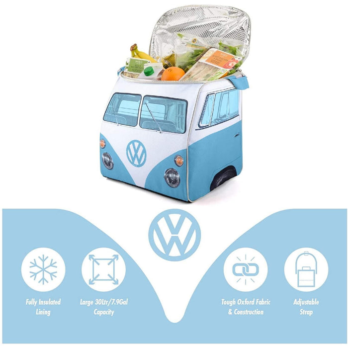 VW Volkswagen Campervan Blue 30L Insulated Coolbag Ice Cool Bag Cooler - UK Camping And Leisure