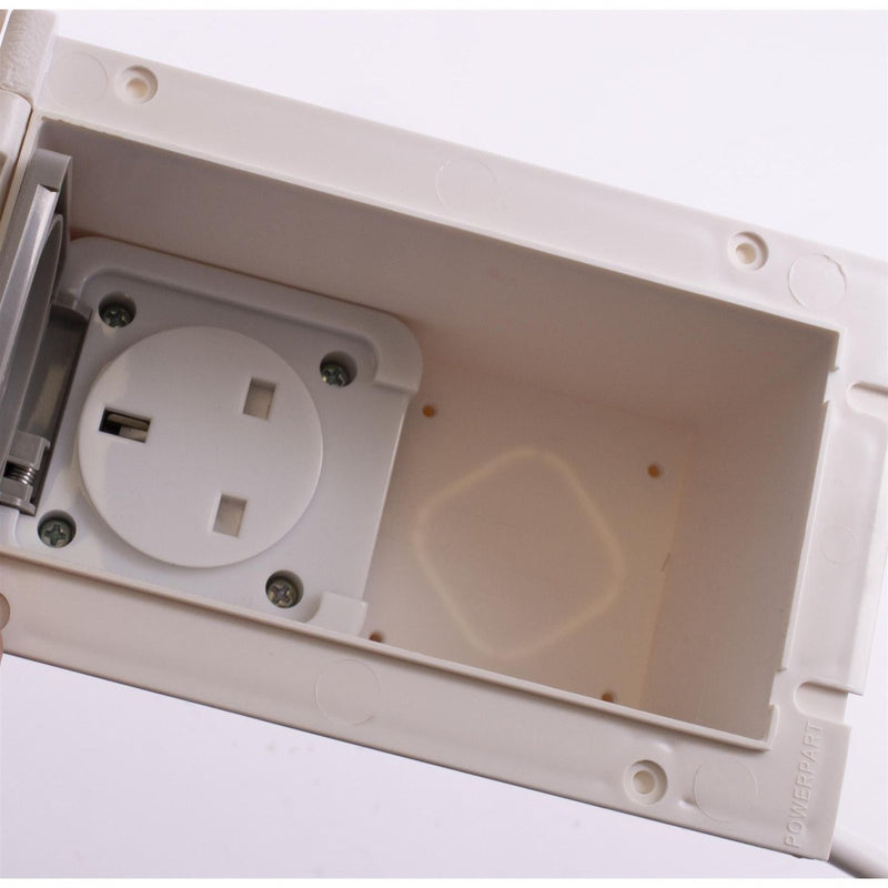 White External 13 amp Socket Outlet Box Caravan Motorhome campervan PO119w Powerpart - UK Camping And Leisure